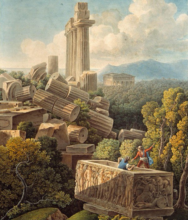Вид на руины храма Юноны Лациния в Агридженто. Луи Франсуа Кассас
