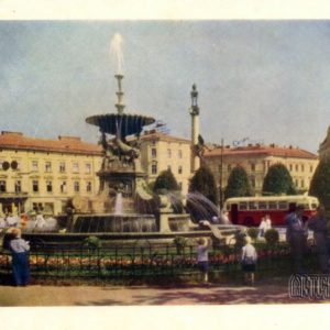 Fountain on Mickiewicz Square. Lvov, 1960