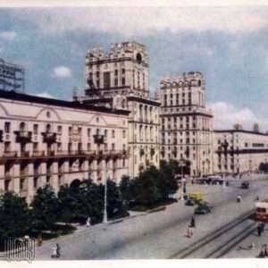 Minsk. Residential buildings in the Railway Square, 1956