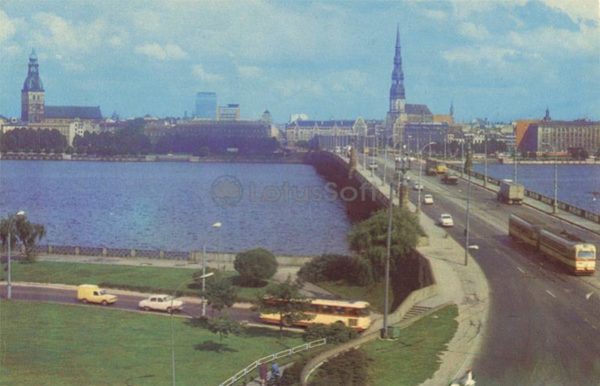 on the October Bridge View. Riga, 1981